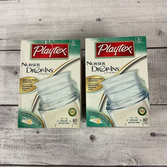 Playtex Baby Nurser Drop In Liners 4 Oz Lot Of 2 80 Liners Per Box BPA Free NEW - Picture 1 of 6